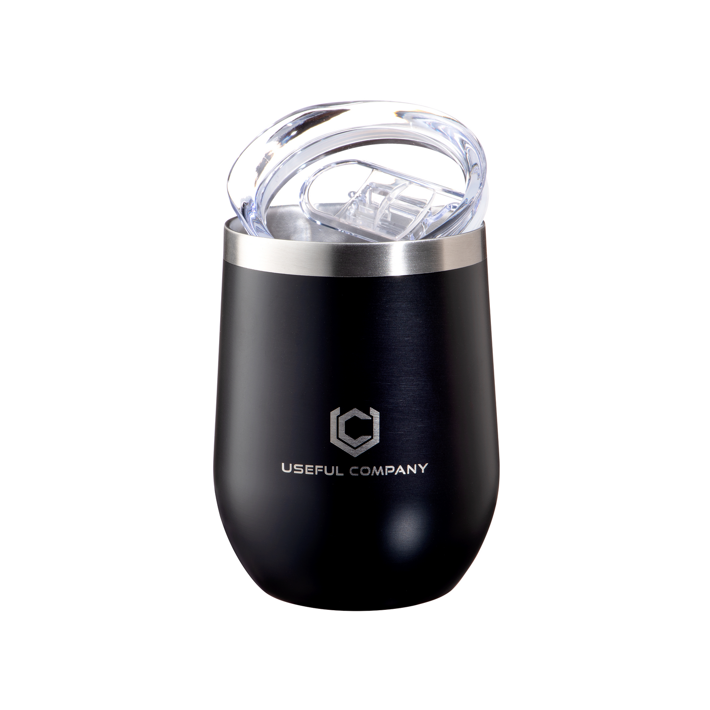 350ml, Matte Black, Insulated Wine Tumbler with Lid by The Useful Company.