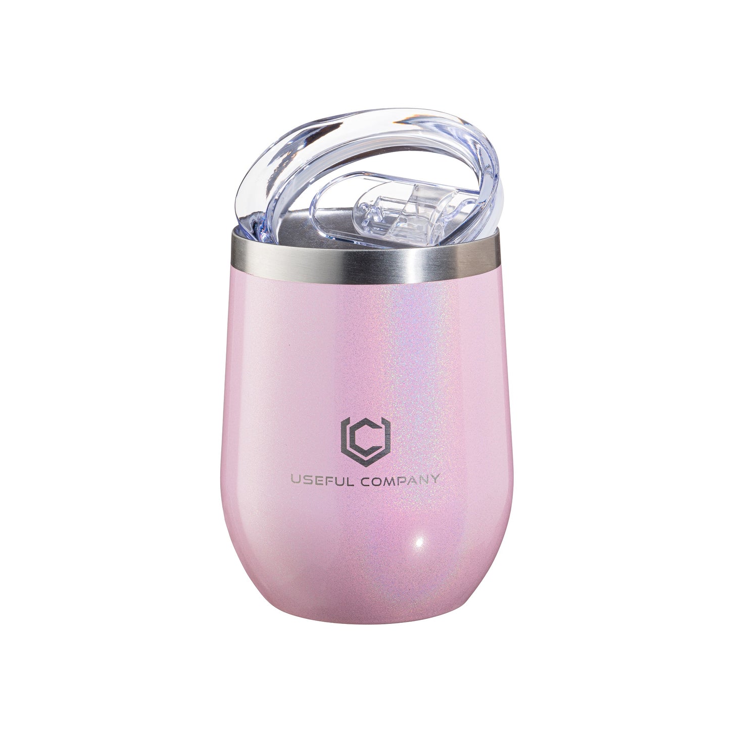 350ml, Shimmery White, Insulated Wine Tumbler with Lid by The Useful Company.